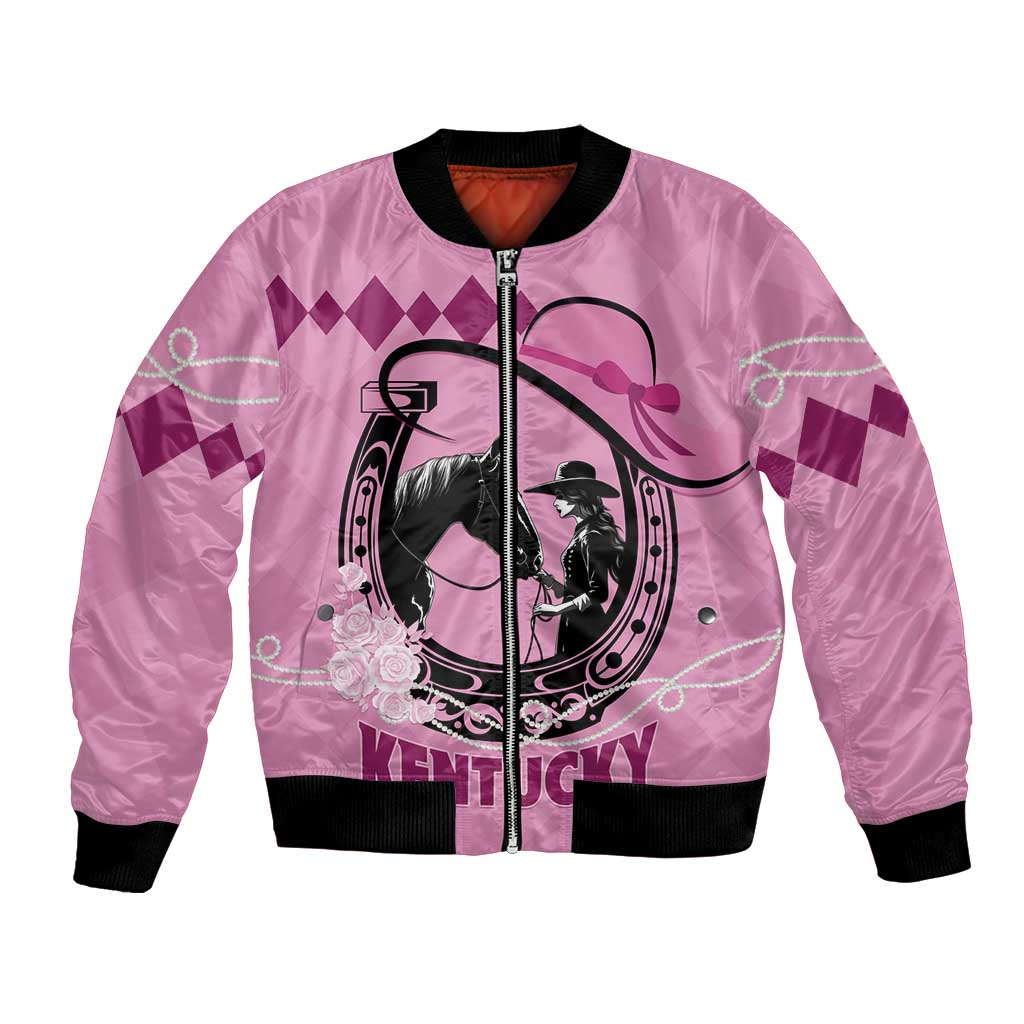 Personalized Kentucky Horse Racing Bomber Jacket Beauty and The Horse Pink Version LT01