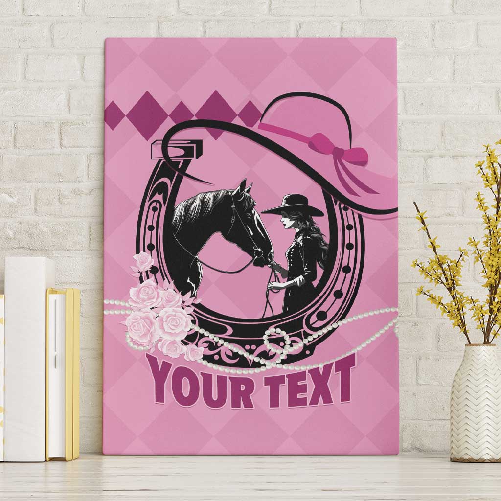 Personalized Kentucky Horse Racing Canvas Wall Art Beauty and The Horse Pink Version LT01