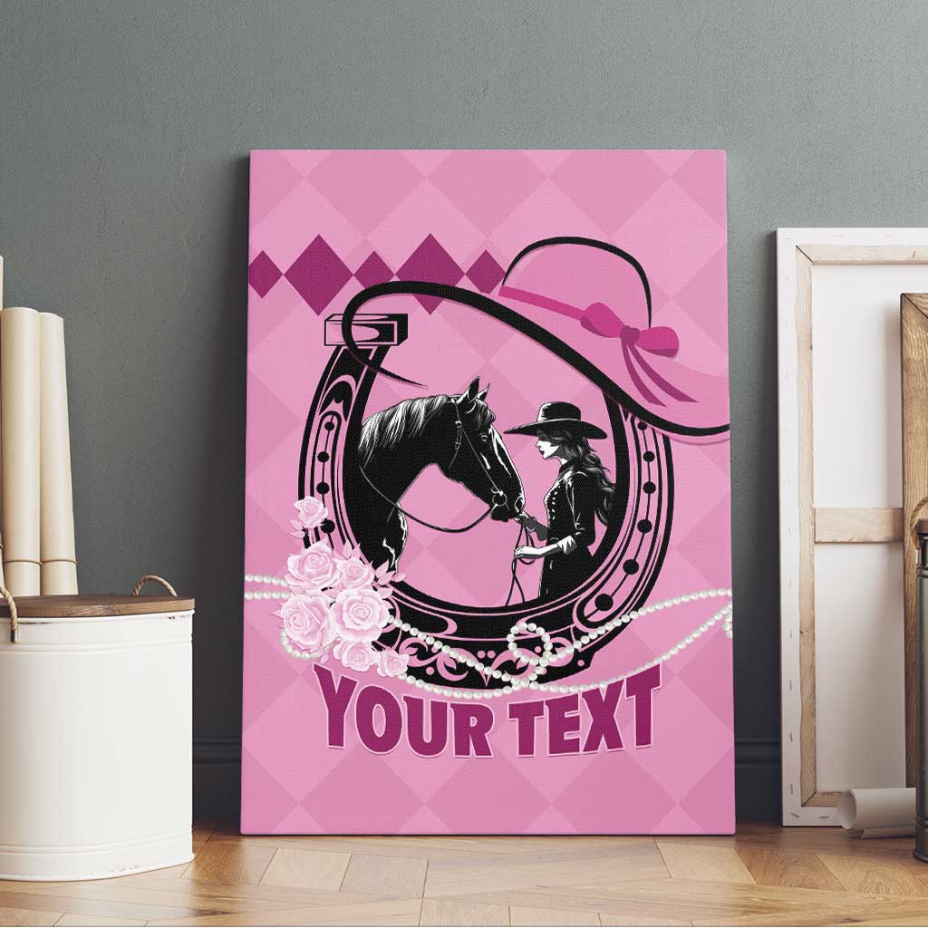Personalized Kentucky Horse Racing Canvas Wall Art Beauty and The Horse Pink Version LT01
