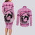 Personalized Kentucky Horse Racing Couples Matching Long Sleeve Bodycon Dress and Long Sleeve Button Shirt Beauty and The Horse Pink Version LT01