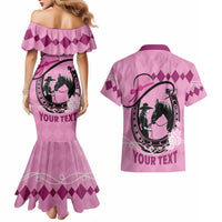 Personalized Kentucky Horse Racing Couples Matching Mermaid Dress and Hawaiian Shirt Beauty and The Horse Pink Version LT01