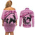 Personalized Kentucky Horse Racing Couples Matching Off Shoulder Short Dress and Long Sleeve Button Shirt Beauty and The Horse Pink Version LT01