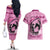 Personalized Kentucky Horse Racing Couples Matching Off The Shoulder Long Sleeve Dress and Hawaiian Shirt Beauty and The Horse Pink Version LT01