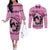 Personalized Kentucky Horse Racing Couples Matching Off The Shoulder Long Sleeve Dress and Long Sleeve Button Shirt Beauty and The Horse Pink Version LT01