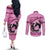 Personalized Kentucky Horse Racing Couples Matching Off The Shoulder Long Sleeve Dress and Long Sleeve Button Shirt Beauty and The Horse Pink Version LT01