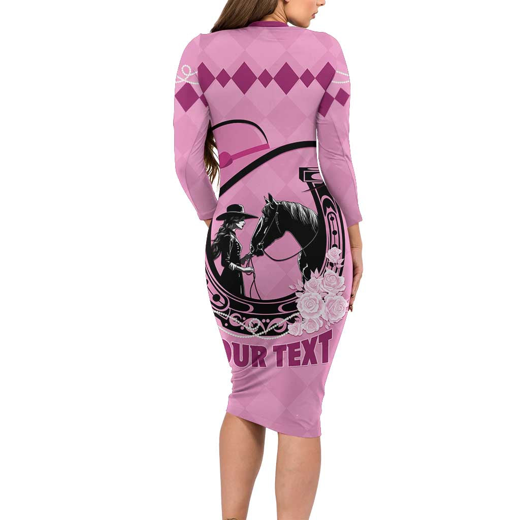 Personalized Kentucky Horse Racing Family Matching Long Sleeve Bodycon Dress and Hawaiian Shirt Beauty and The Horse Pink Version LT01
