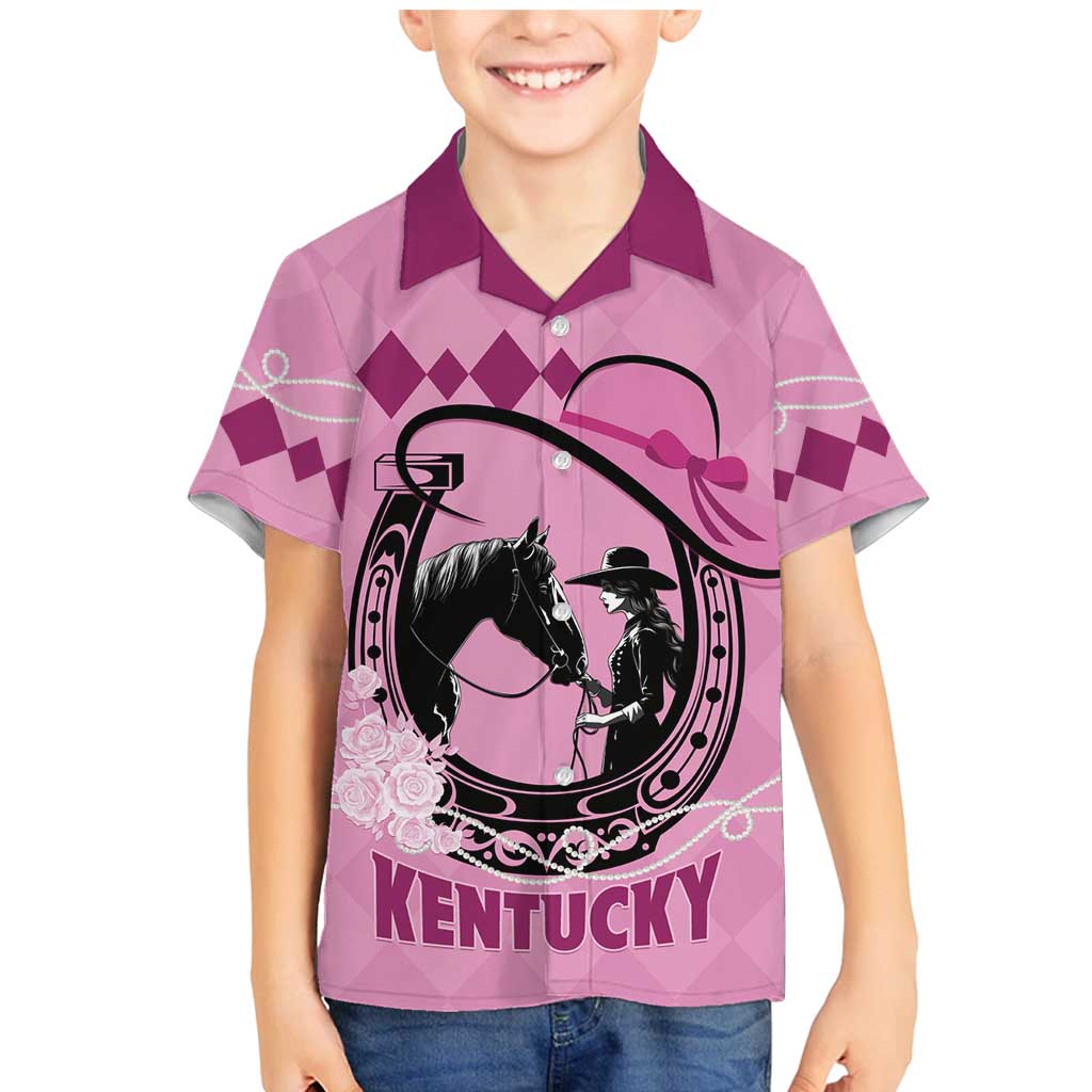 Personalized Kentucky Horse Racing Family Matching Mermaid Dress and Hawaiian Shirt Beauty and The Horse Pink Version LT01