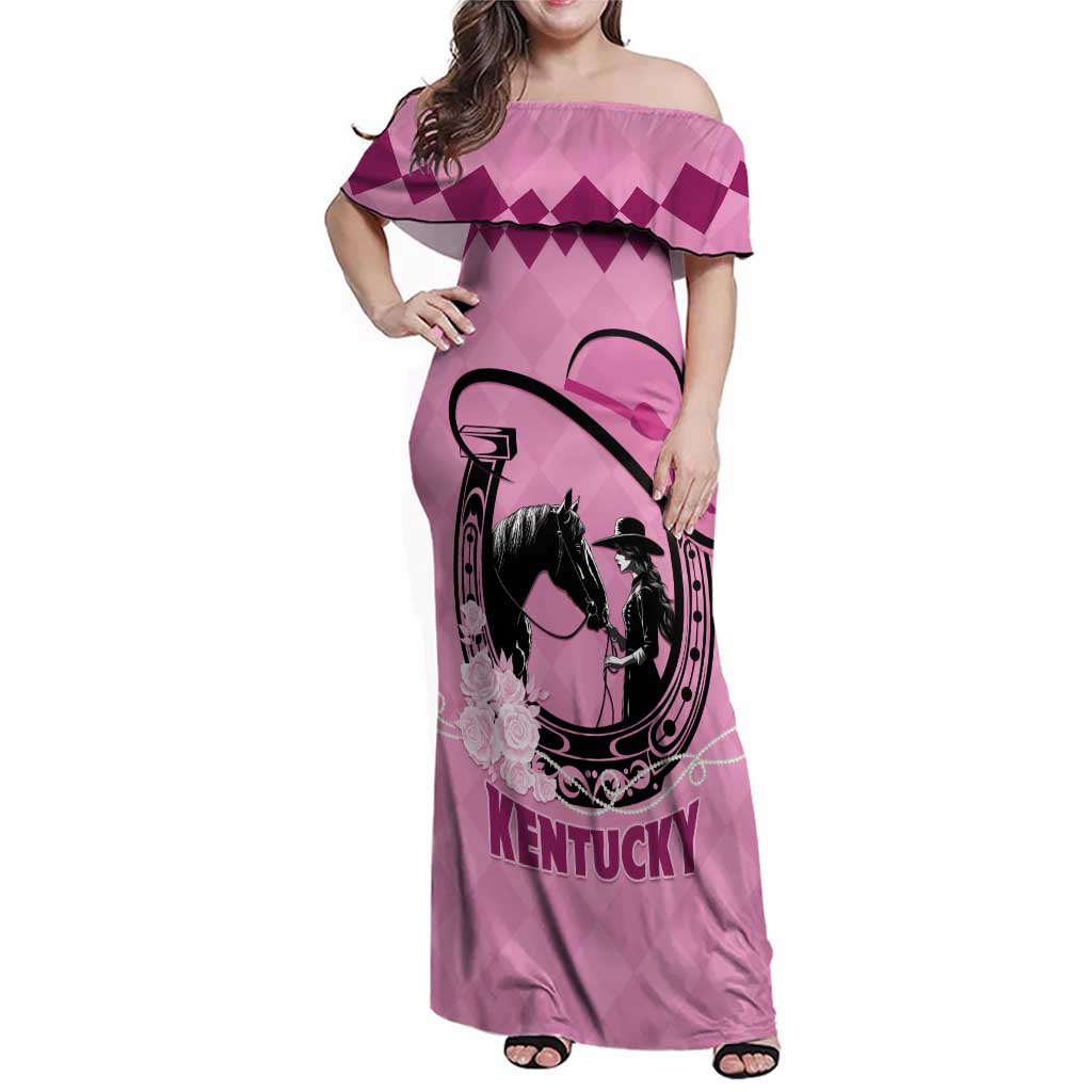 Personalized Kentucky Horse Racing Family Matching Off Shoulder Maxi Dress and Hawaiian Shirt Beauty and The Horse Pink Version LT01
