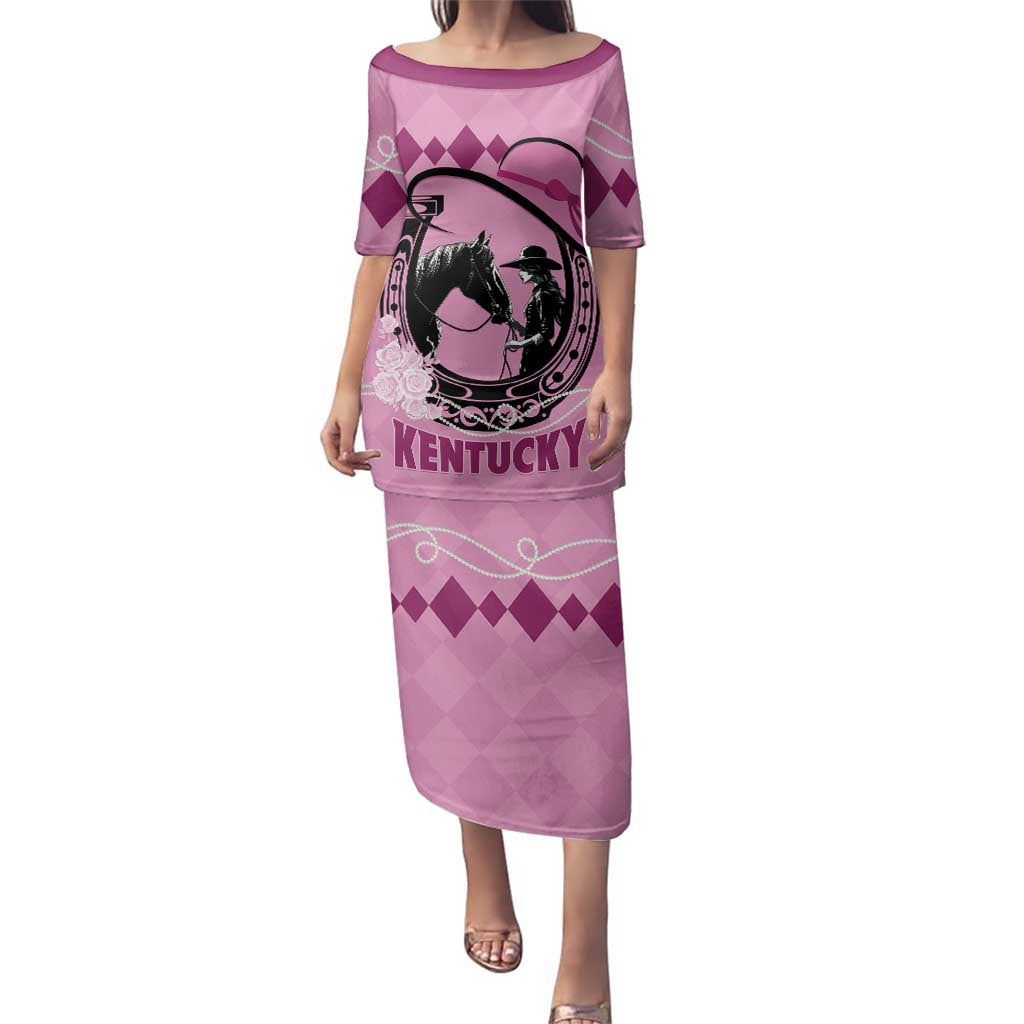 Personalized Kentucky Horse Racing Family Matching Puletasi and Hawaiian Shirt Beauty and The Horse Pink Version LT01