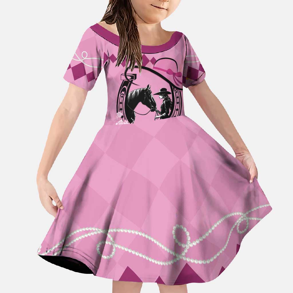 Personalized Kentucky Horse Racing Family Matching Short Sleeve Bodycon Dress and Hawaiian Shirt Beauty and The Horse Pink Version LT01
