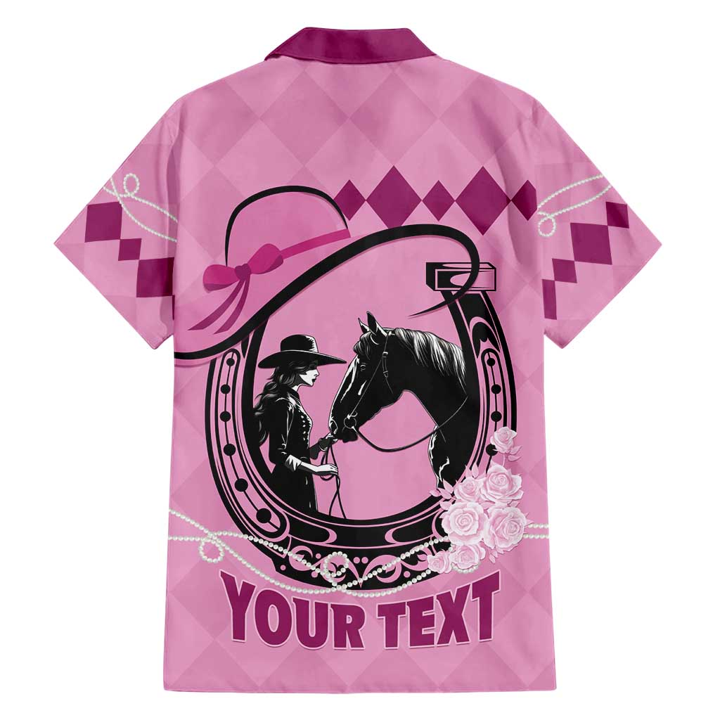 Personalized Kentucky Horse Racing Family Matching Short Sleeve Bodycon Dress and Hawaiian Shirt Beauty and The Horse Pink Version LT01