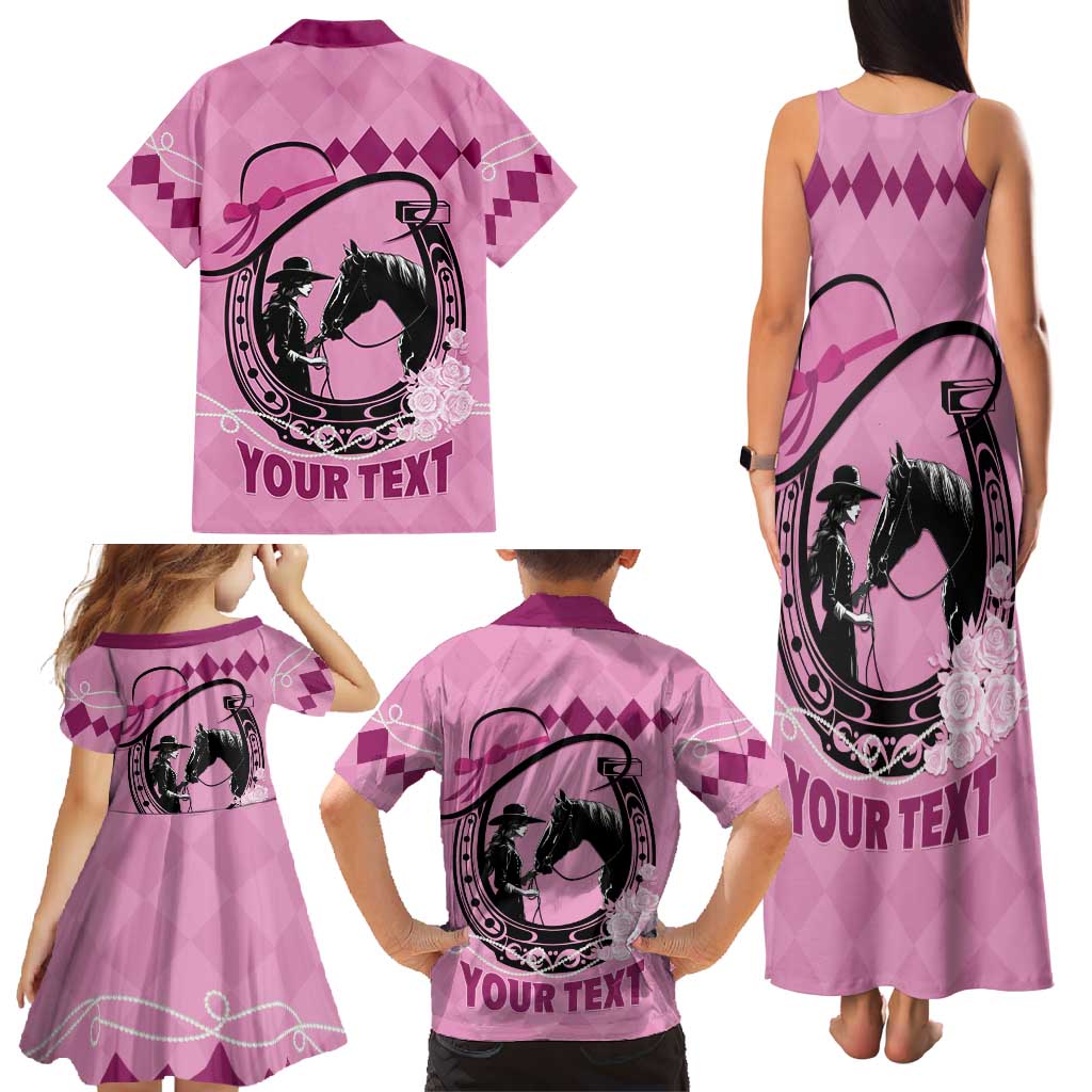 Personalized Kentucky Horse Racing Family Matching Tank Maxi Dress and Hawaiian Shirt Beauty and The Horse Pink Version LT01