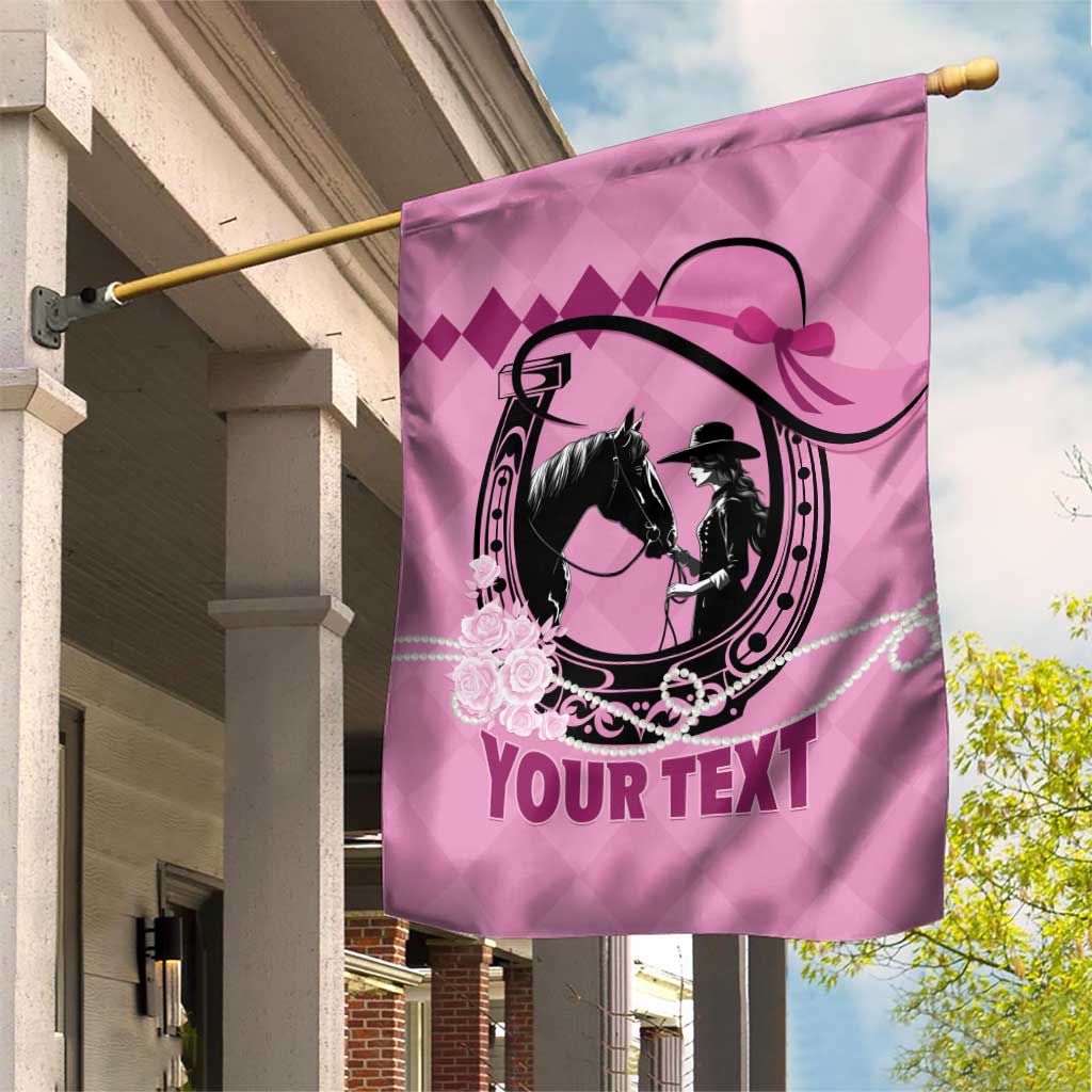 Personalized Kentucky Horse Racing Garden Flag Beauty and The Horse Pink Version LT01
