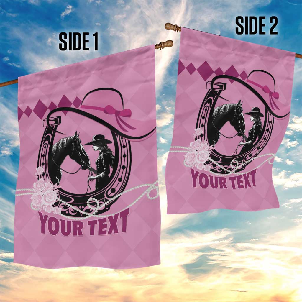 Personalized Kentucky Horse Racing Garden Flag Beauty and The Horse Pink Version LT01