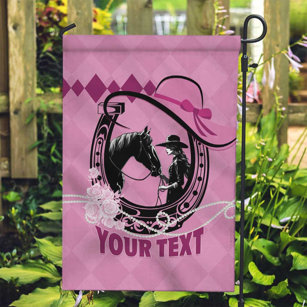 Personalized Kentucky Horse Racing Garden Flag Beauty and The Horse Pink Version LT01