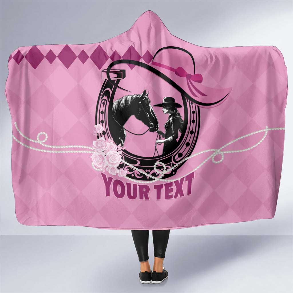 Personalized Kentucky Horse Racing Hooded Blanket Beauty and The Horse Pink Version LT01