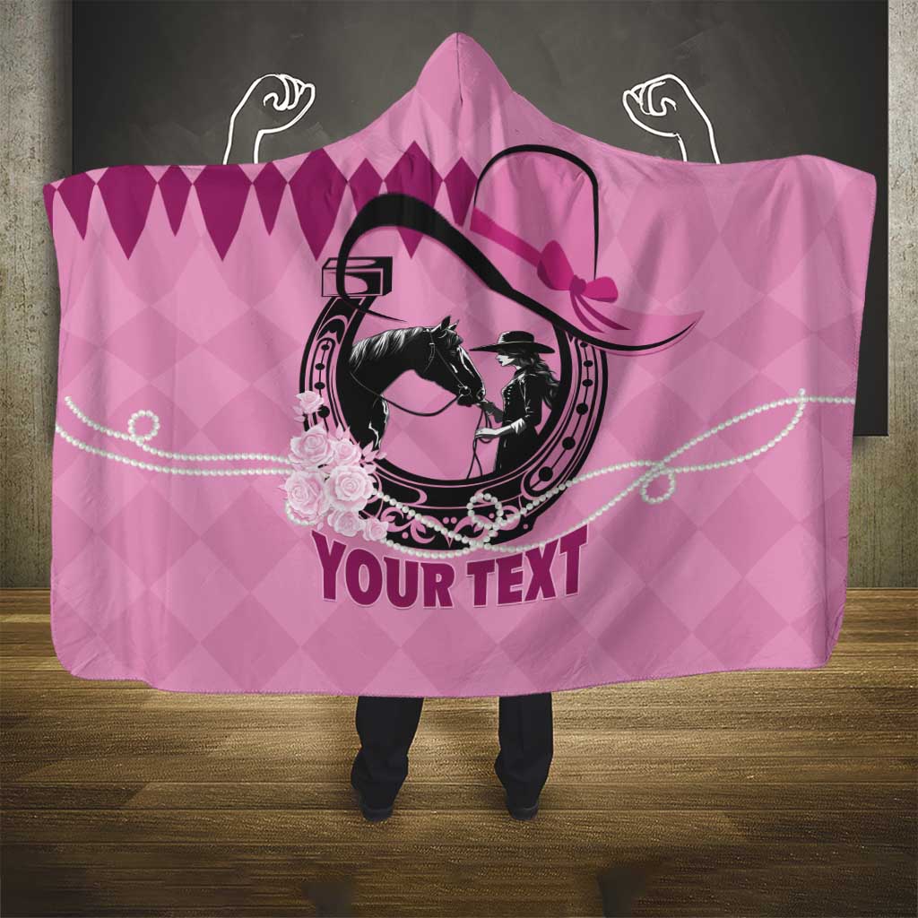 Personalized Kentucky Horse Racing Hooded Blanket Beauty and The Horse Pink Version LT01