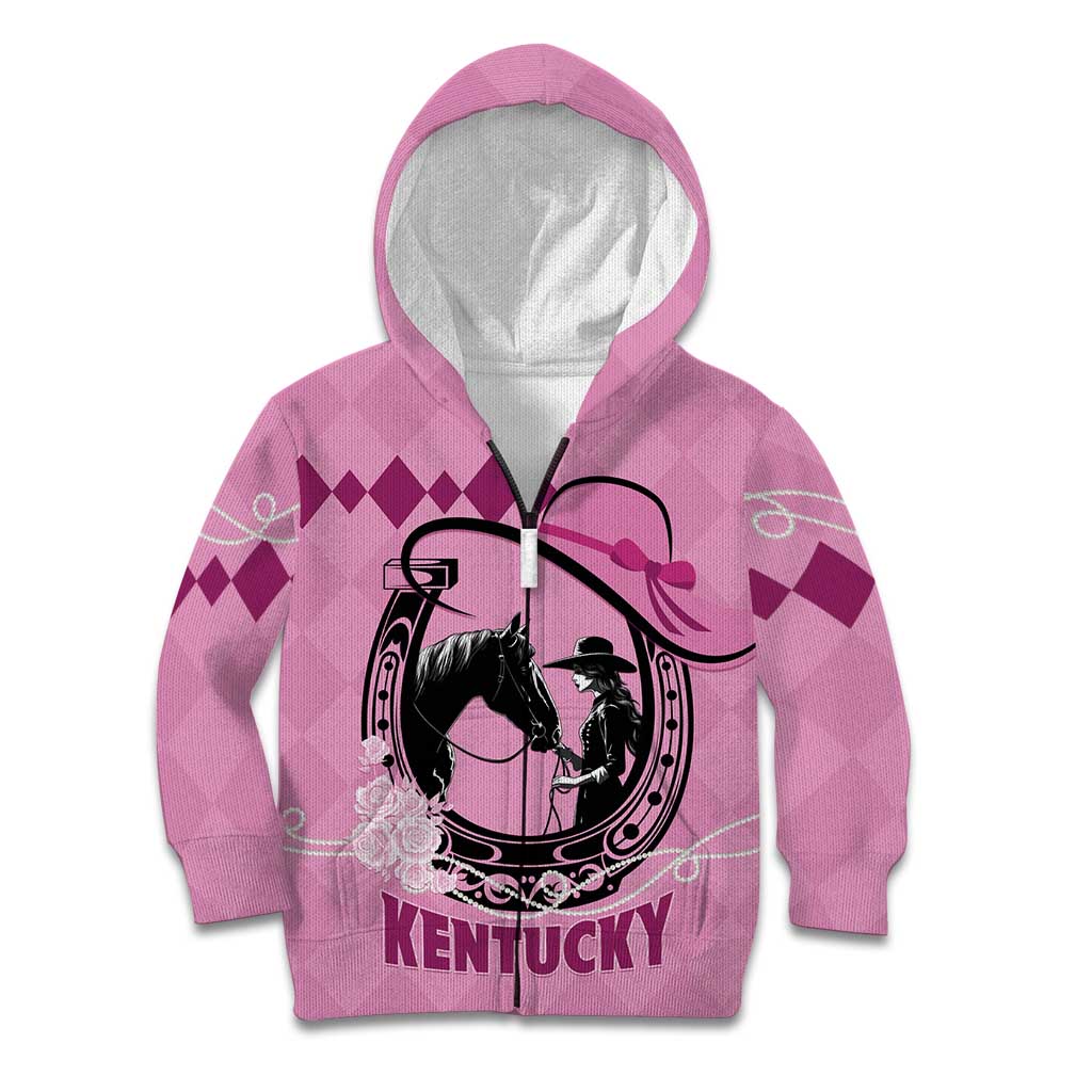 Personalized Kentucky Horse Racing Kid Hoodie Beauty and The Horse Pink Version LT01