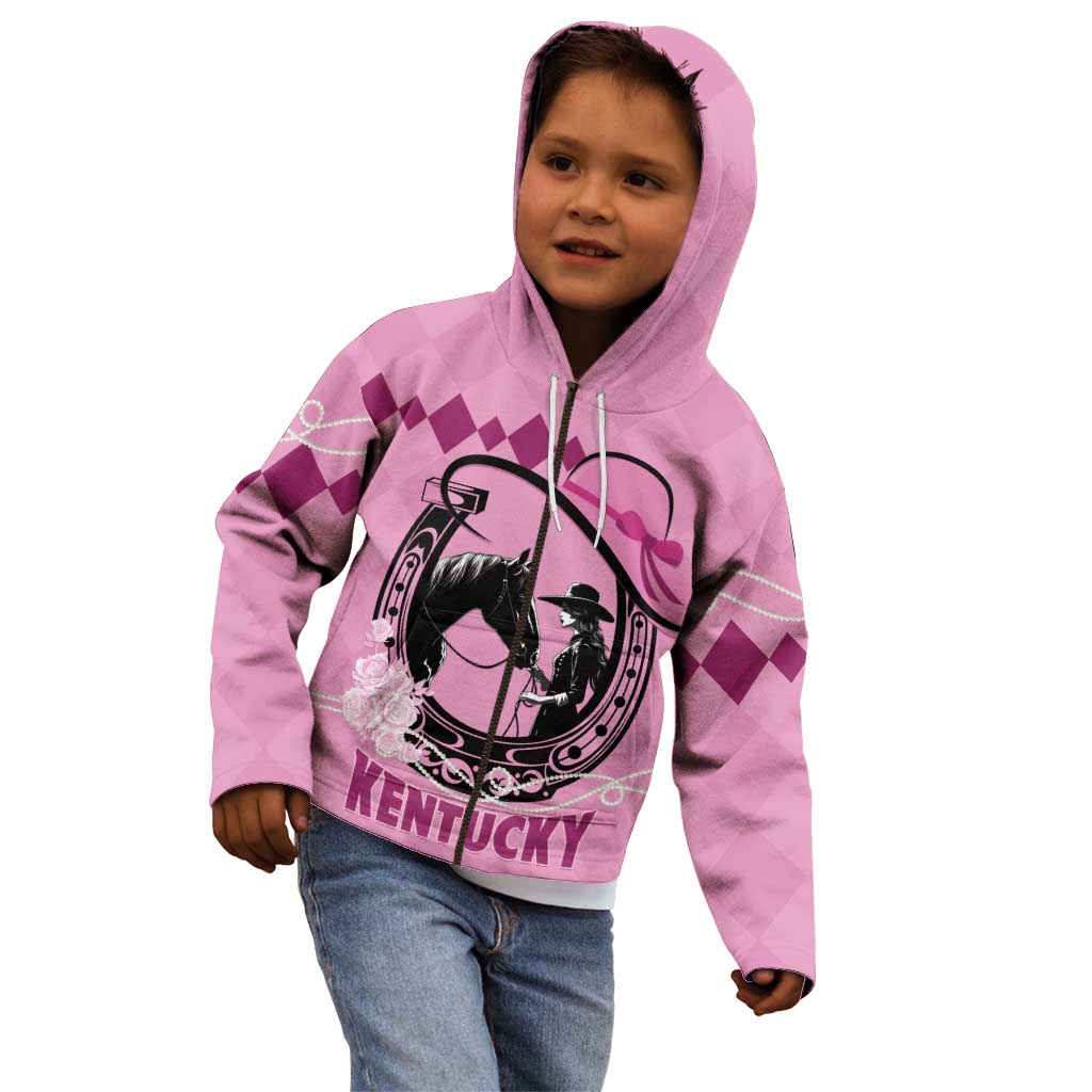 Personalized Kentucky Horse Racing Kid Hoodie Beauty and The Horse Pink Version LT01