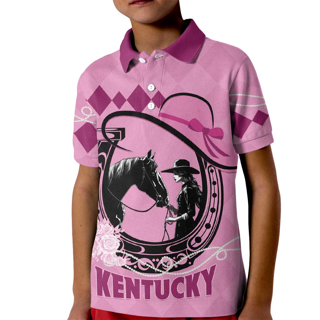 Personalized Kentucky Horse Racing Kid Polo Shirt Beauty and The Horse Pink Version LT01