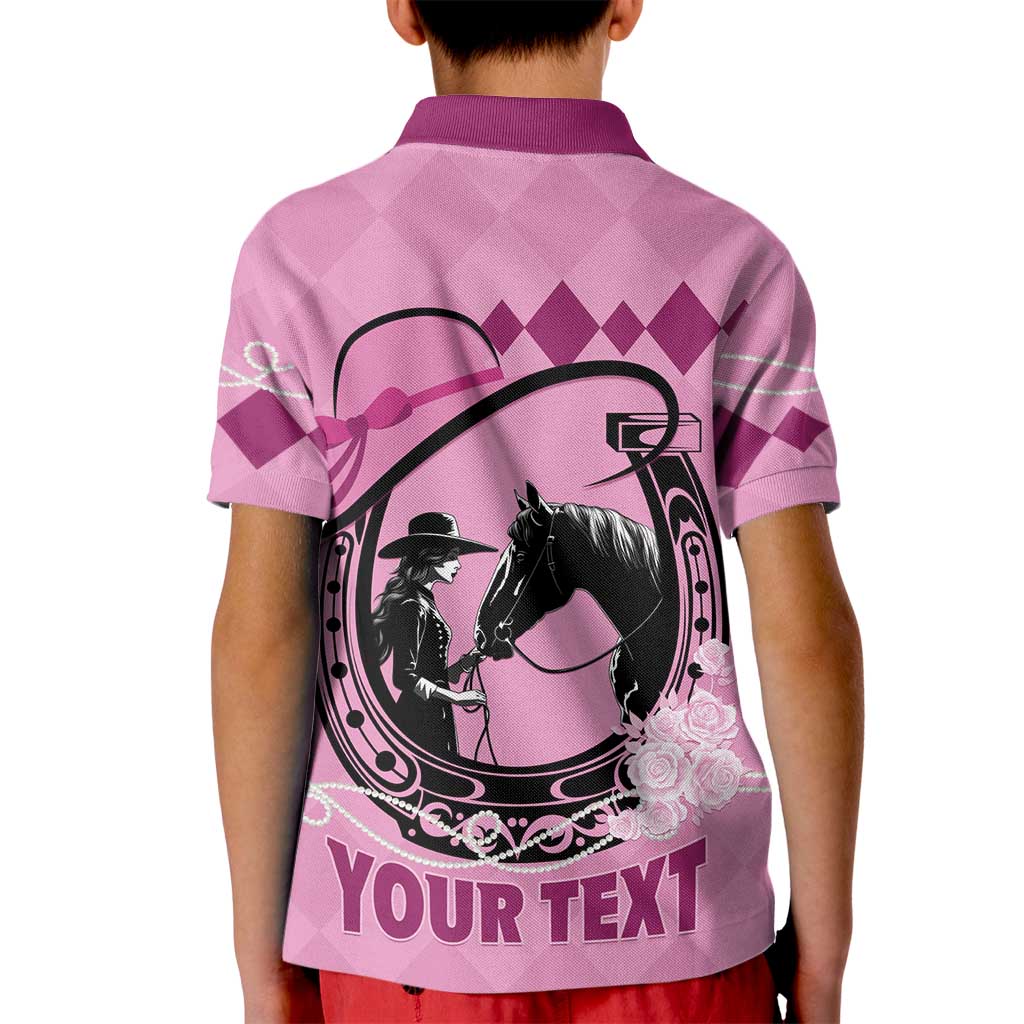 Personalized Kentucky Horse Racing Kid Polo Shirt Beauty and The Horse Pink Version LT01