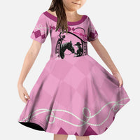 Personalized Kentucky Horse Racing Kid Short Sleeve Dress Beauty and The Horse Pink Version LT01