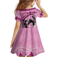 Personalized Kentucky Horse Racing Kid Short Sleeve Dress Beauty and The Horse Pink Version LT01