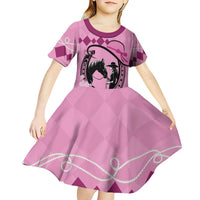 Personalized Kentucky Horse Racing Kid Short Sleeve Dress Beauty and The Horse Pink Version LT01