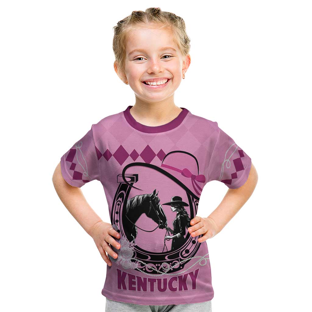 Personalized Kentucky Horse Racing Kid T Shirt Beauty and The Horse Pink Version LT01