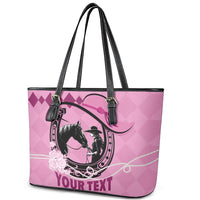 Personalized Kentucky Horse Racing Leather Tote Bag Beauty and The Horse Pink Version LT01