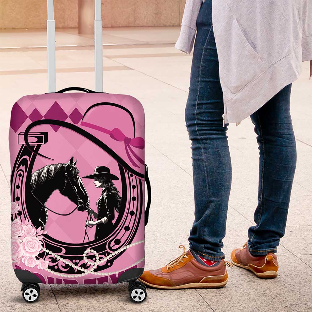 Personalized Kentucky Horse Racing Luggage Cover Beauty and The Horse Pink Version LT01