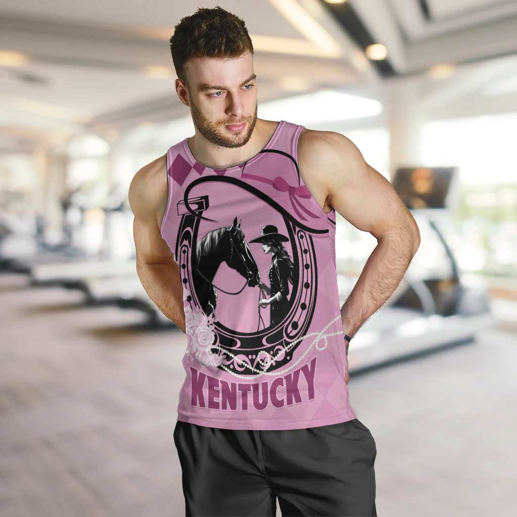 Personalized Kentucky Horse Racing Men Tank Top Beauty and The Horse Pink Version LT01
