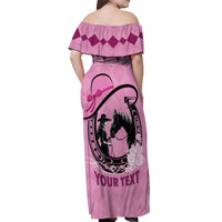 Personalized Kentucky Horse Racing Off Shoulder Maxi Dress Beauty and The Horse Pink Version LT01