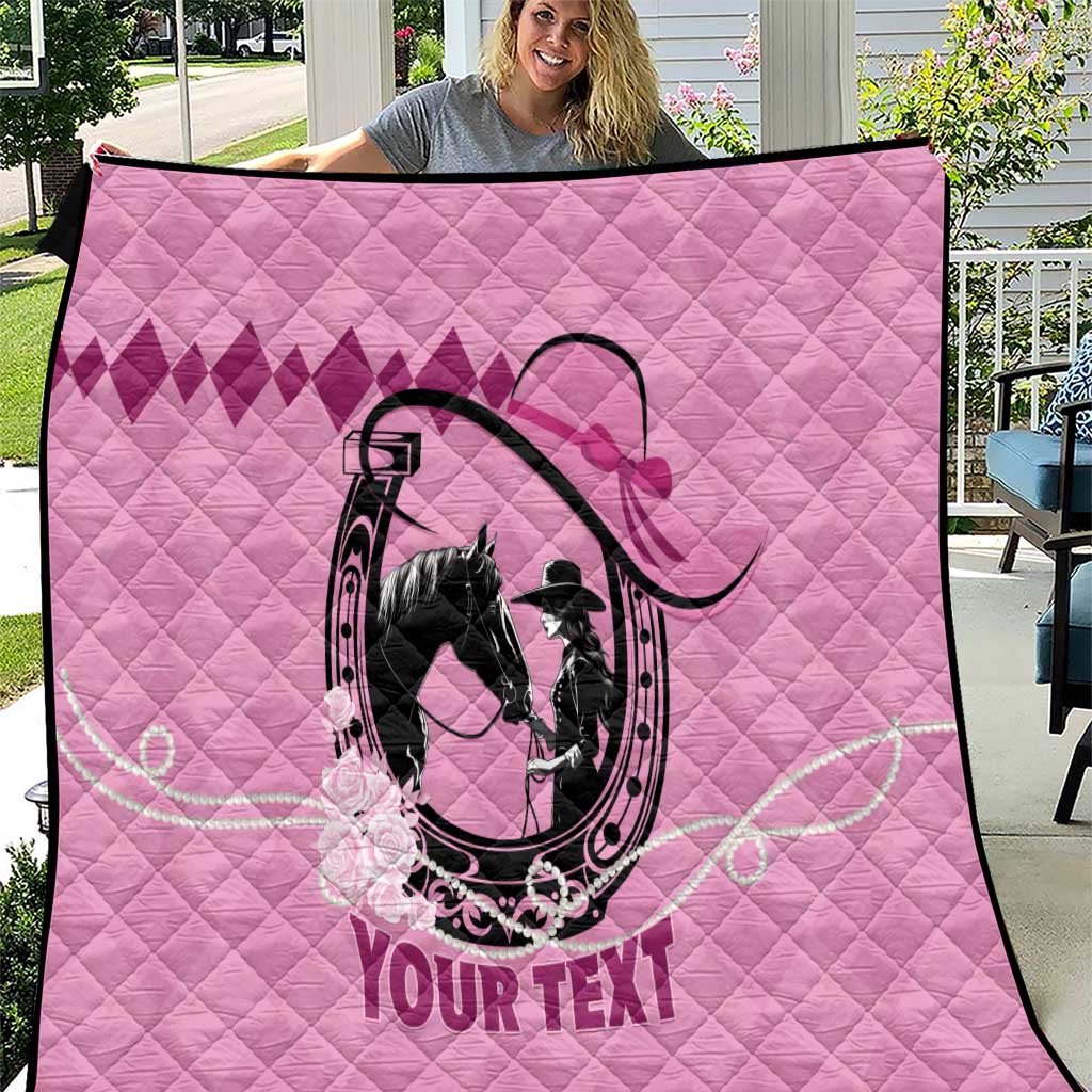 Personalized Kentucky Horse Racing Quilt Beauty and The Horse Pink Version LT01