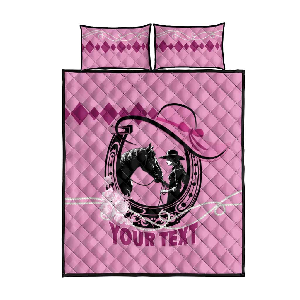 Personalized Kentucky Horse Racing Quilt Bed Set Beauty and The Horse Pink Version LT01