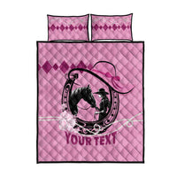 Personalized Kentucky Horse Racing Quilt Bed Set Beauty and The Horse Pink Version LT01