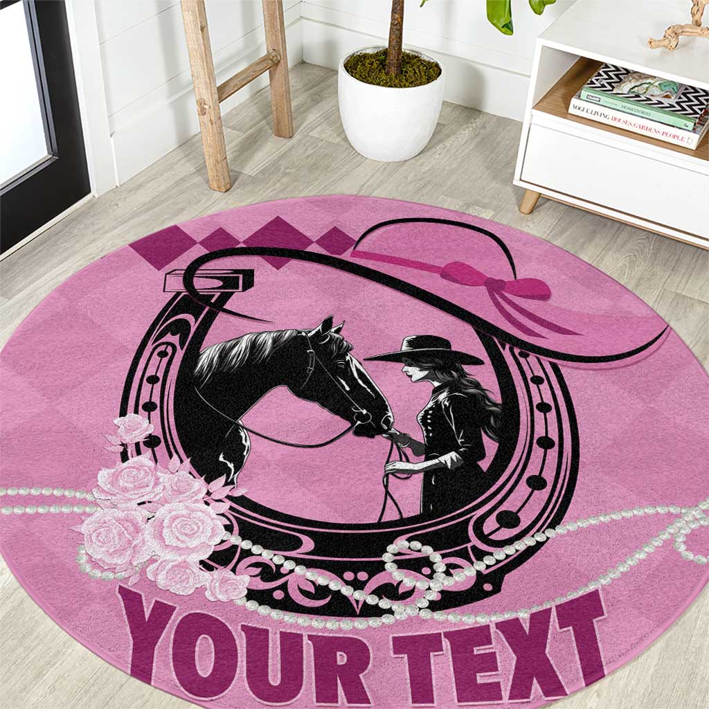 Personalized Kentucky Horse Racing Round Carpet Beauty and The Horse Pink Version LT01