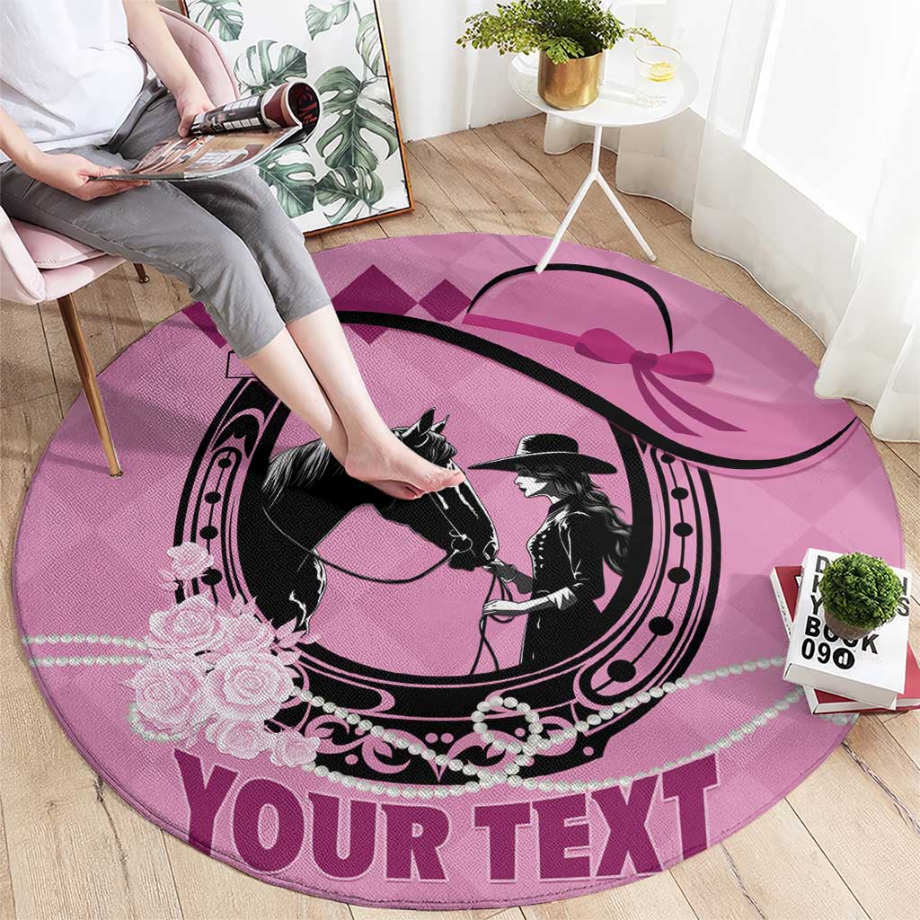 Personalized Kentucky Horse Racing Round Carpet Beauty and The Horse Pink Version LT01