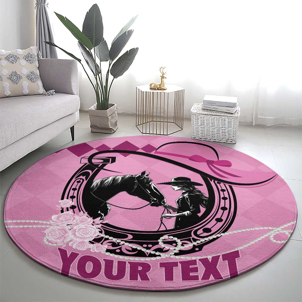 Personalized Kentucky Horse Racing Round Carpet Beauty and The Horse Pink Version LT01