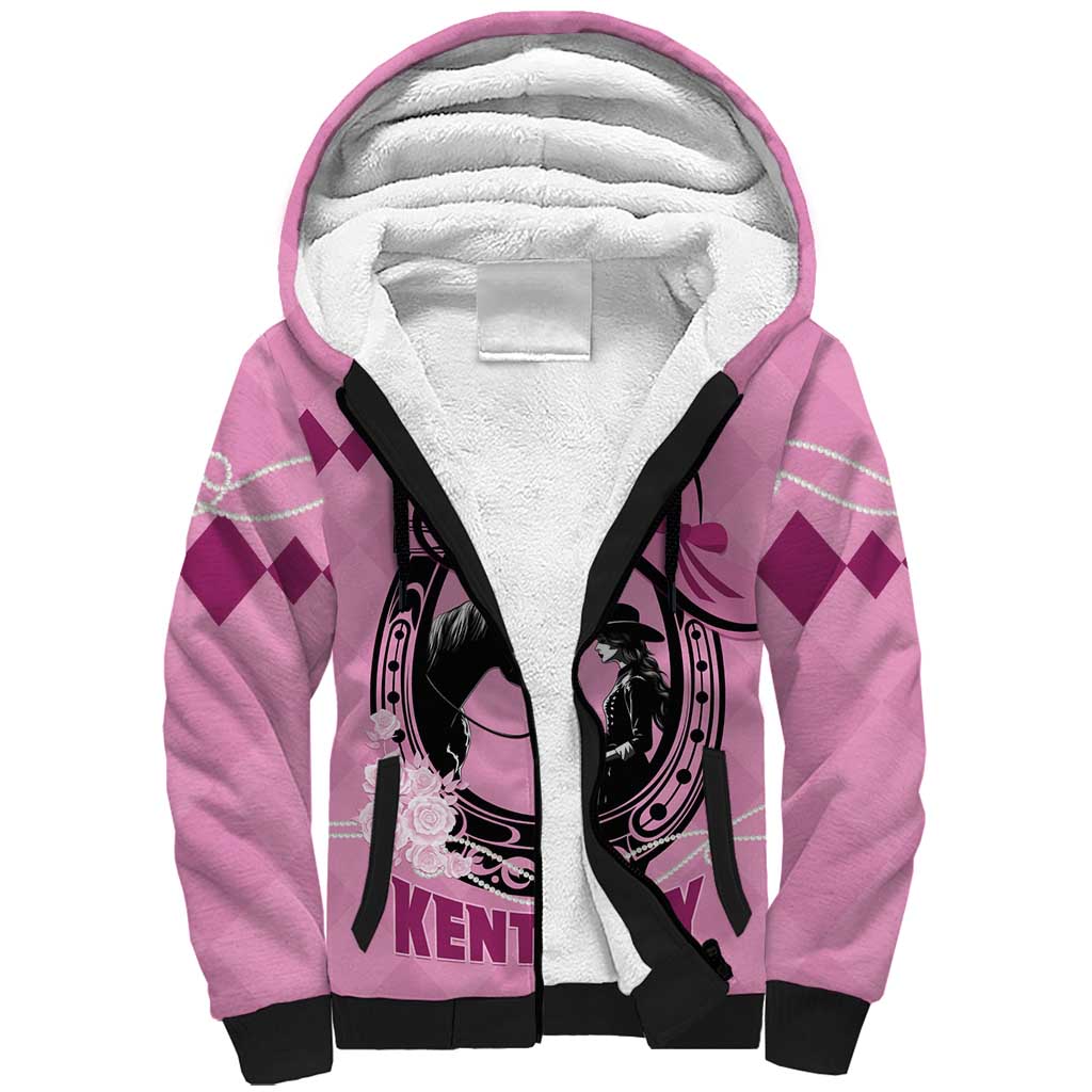 Personalized Kentucky Horse Racing Sherpa Hoodie Beauty and The Horse Pink Version LT01