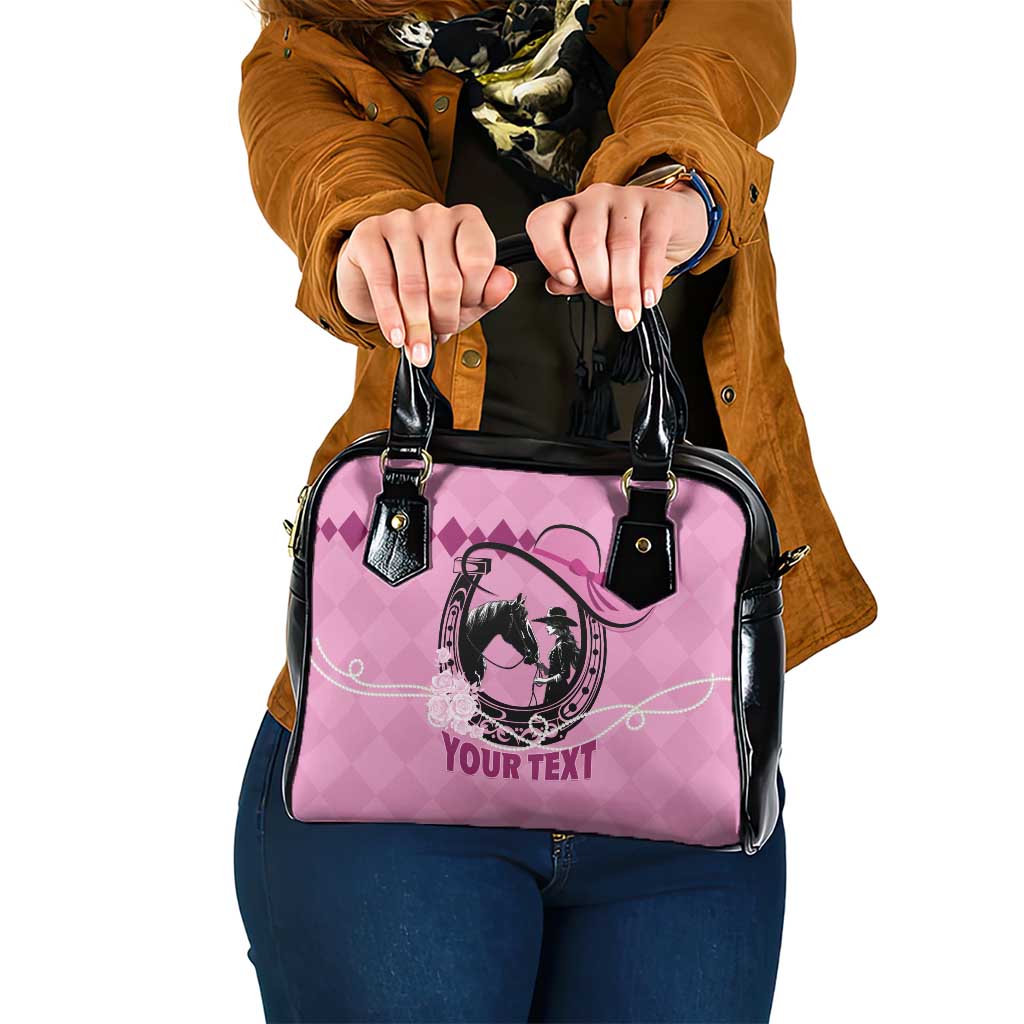 Personalized Kentucky Horse Racing Shoulder Handbag Beauty and The Horse Pink Version LT01