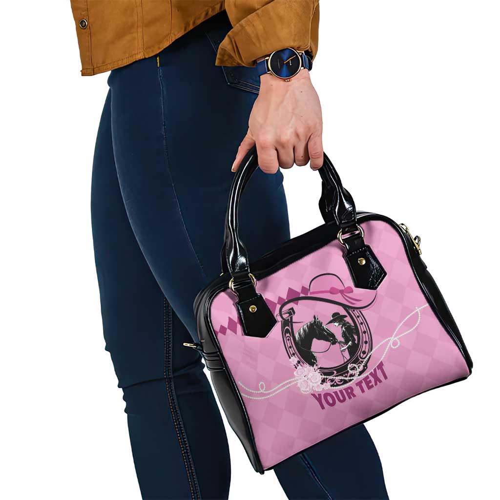 Personalized Kentucky Horse Racing Shoulder Handbag Beauty and The Horse Pink Version LT01