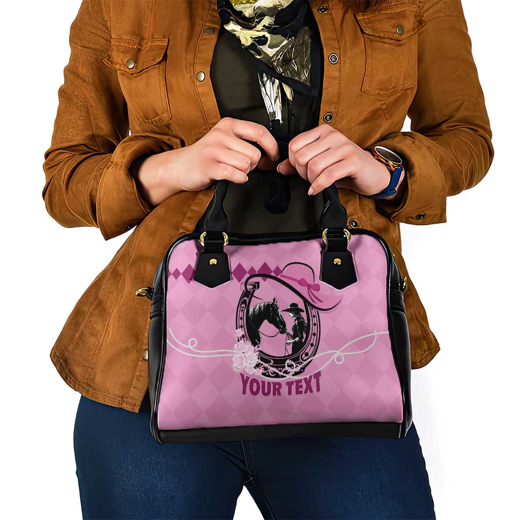 Personalized Kentucky Horse Racing Shoulder Handbag Beauty and The Horse Pink Version LT01