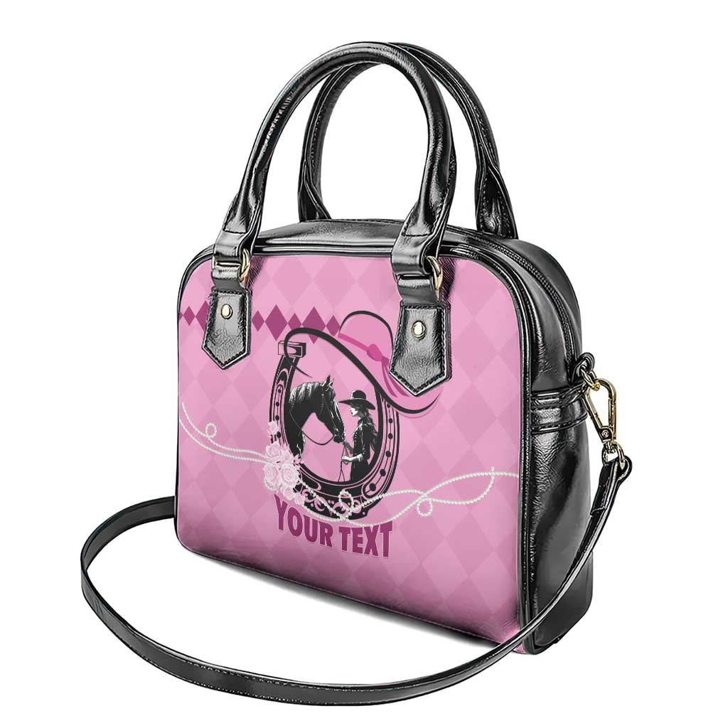 Personalized Kentucky Horse Racing Shoulder Handbag Beauty and The Horse Pink Version LT01
