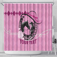Personalized Kentucky Horse Racing Shower Curtain Beauty and The Horse Pink Version LT01