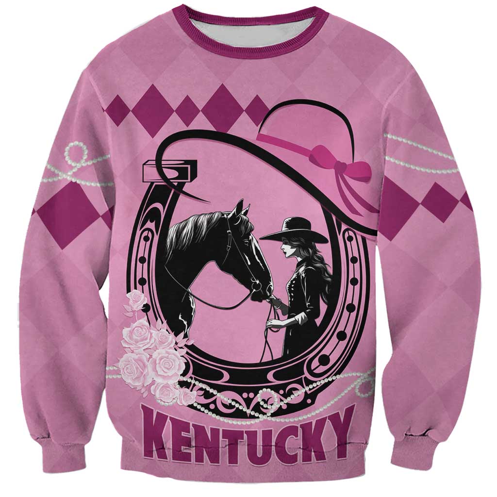 Personalized Kentucky Horse Racing Sweatshirt Beauty and The Horse Pink Version LT01