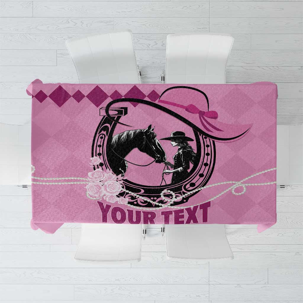 Personalized Kentucky Horse Racing Tablecloth Beauty and The Horse Pink Version LT01