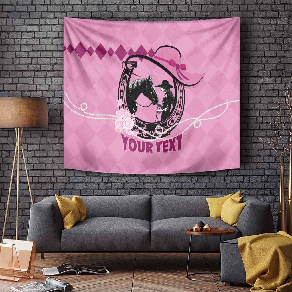 Personalized Kentucky Horse Racing Tapestry Beauty and The Horse Pink Version LT01