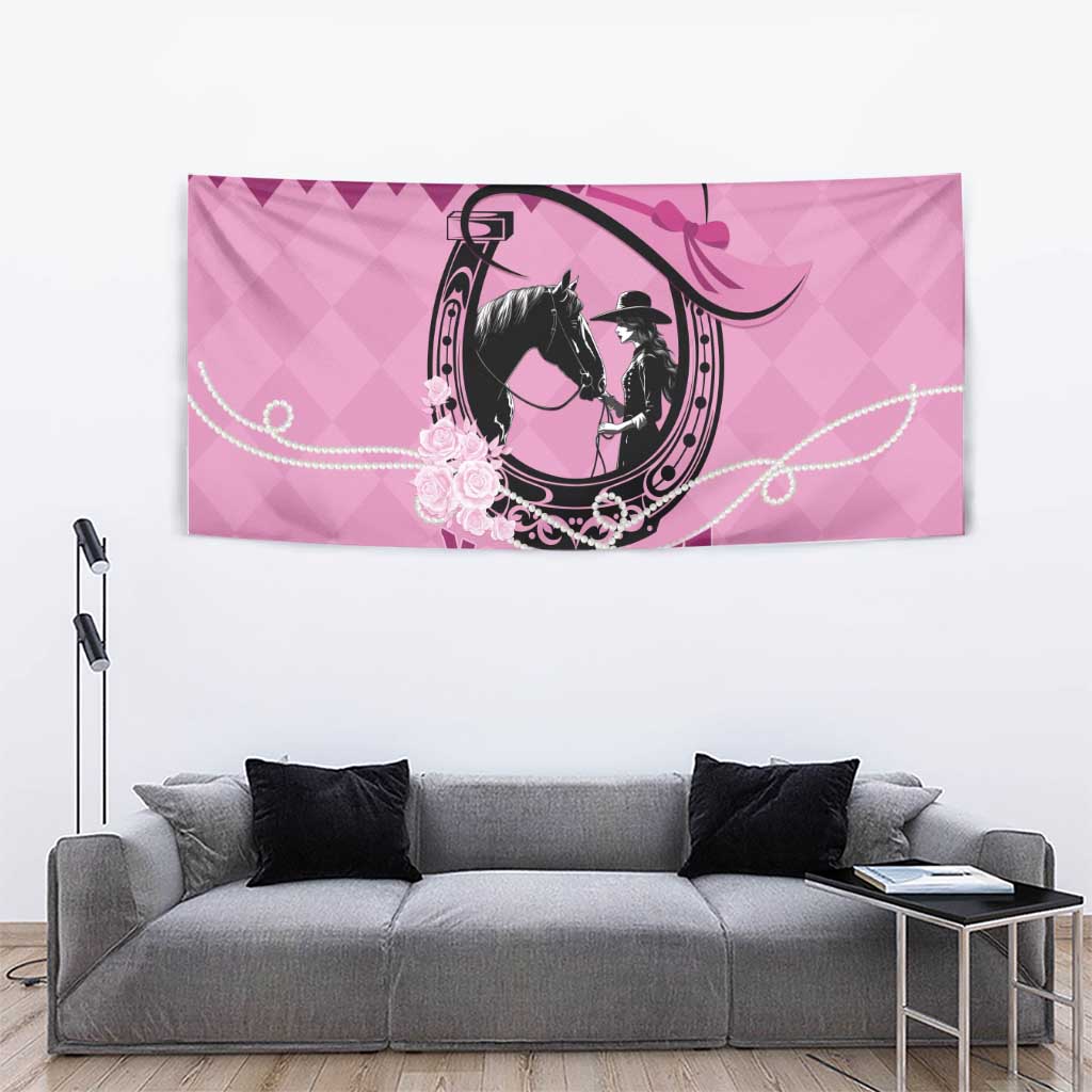 Personalized Kentucky Horse Racing Tapestry Beauty and The Horse Pink Version LT01