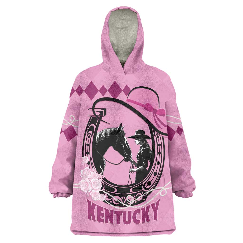 Personalized Kentucky Horse Racing Wearable Blanket Hoodie Beauty and The Horse Pink Version LT01